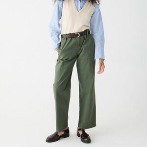 {J. Crew} "Sailor Heritage Cozy Chino" Short Petite Green Straight Leg Khakis